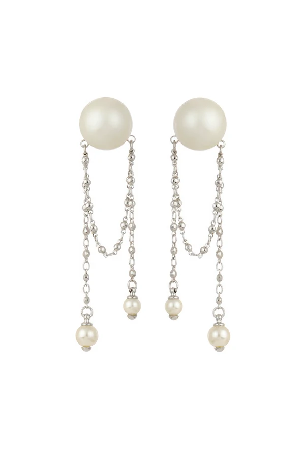 Brinco Animal Exagerado Pérola Prateado