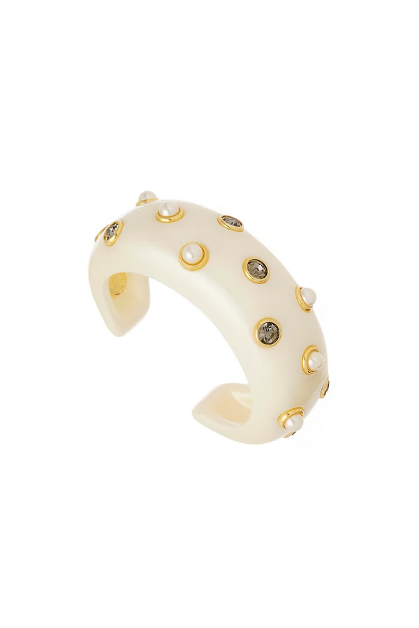 Bracelete Aberto Mix Pérolas Dourado