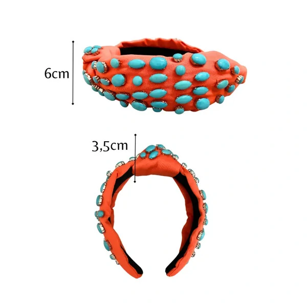 Tiara Turbante Coral Resinas Turquesa
