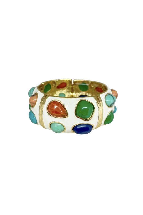 Pulseira Esmaltada Pedras Coloridas