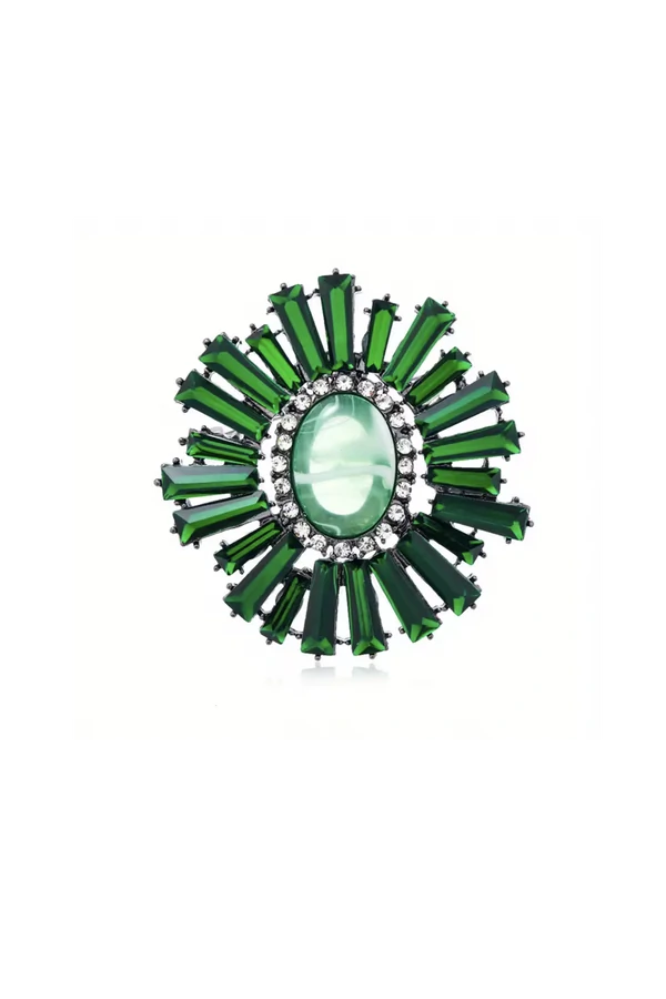 Broche Oval Raios Cristais