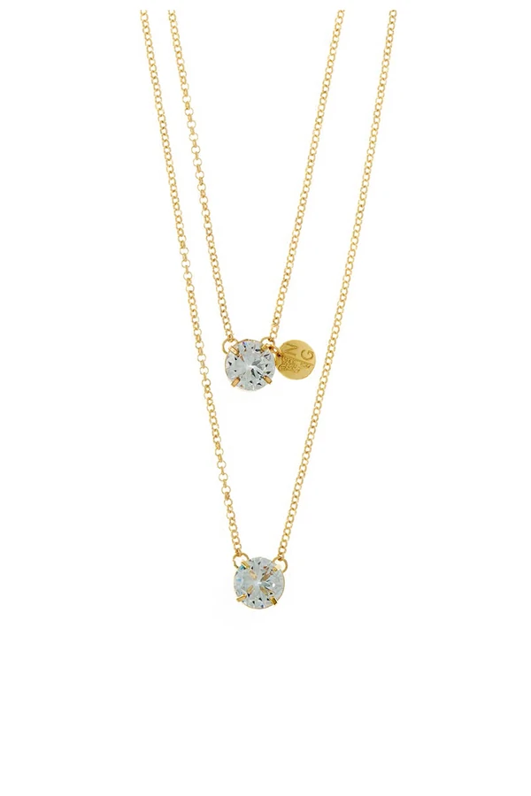 Colar Escapulário Ponto de Zircônia Flora Dourado