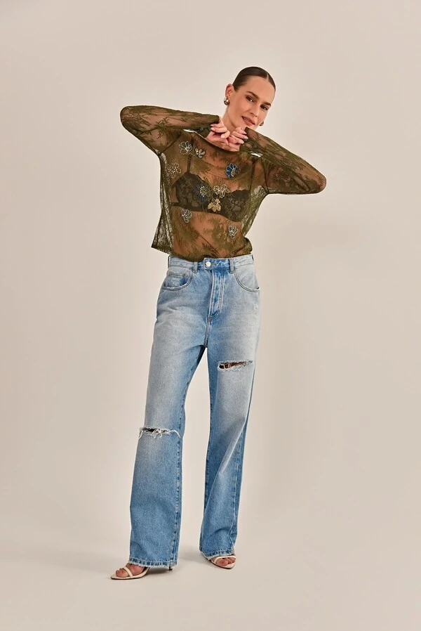 Blusa Cassia Renda e Bordado