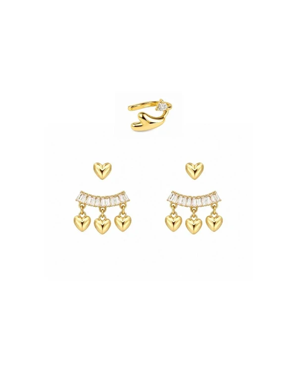 Kit de Brinco Heart Shine Dourado