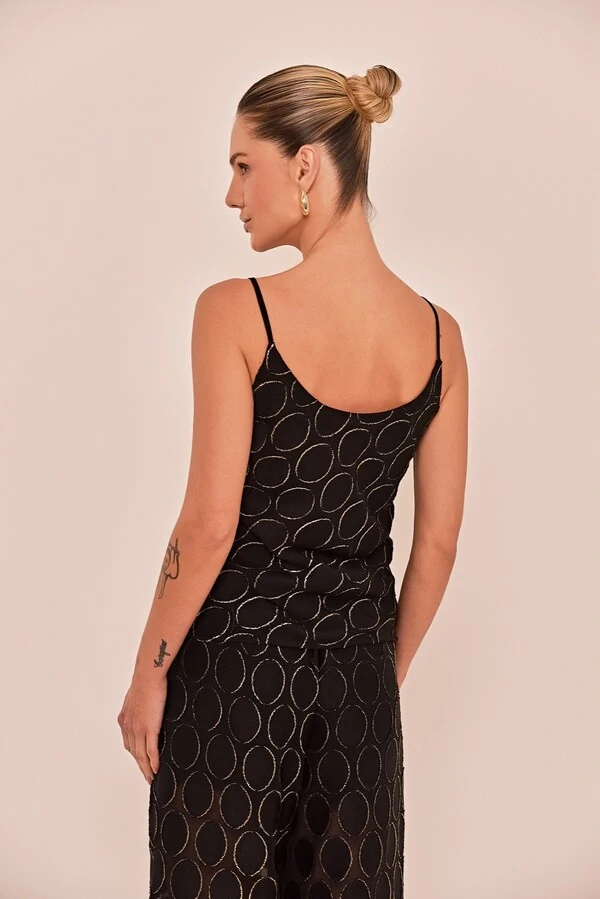 Blusa Peach em Voil Preto