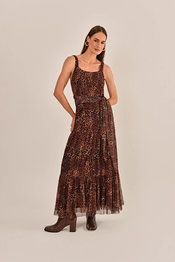 Vestido céu Tule Animal Print