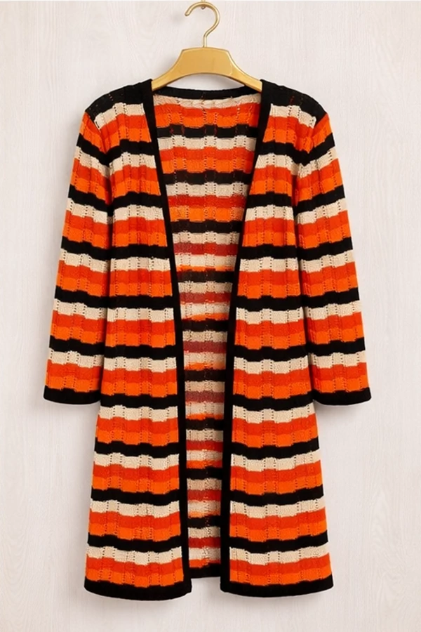 Cardigan Zig Zag em Tricô com Lurex