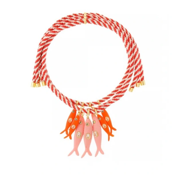 Colar Sardines Corda em Camadas Ajustável