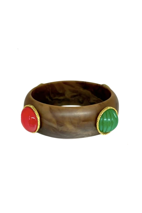 Pulseira Resina com Pedras Coloridas