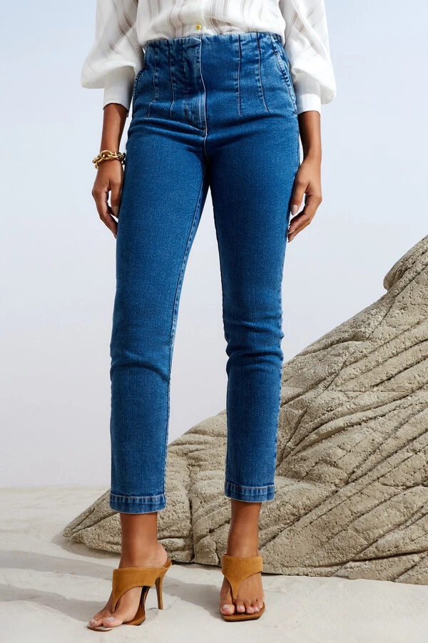 Calça Jeans Pregas
