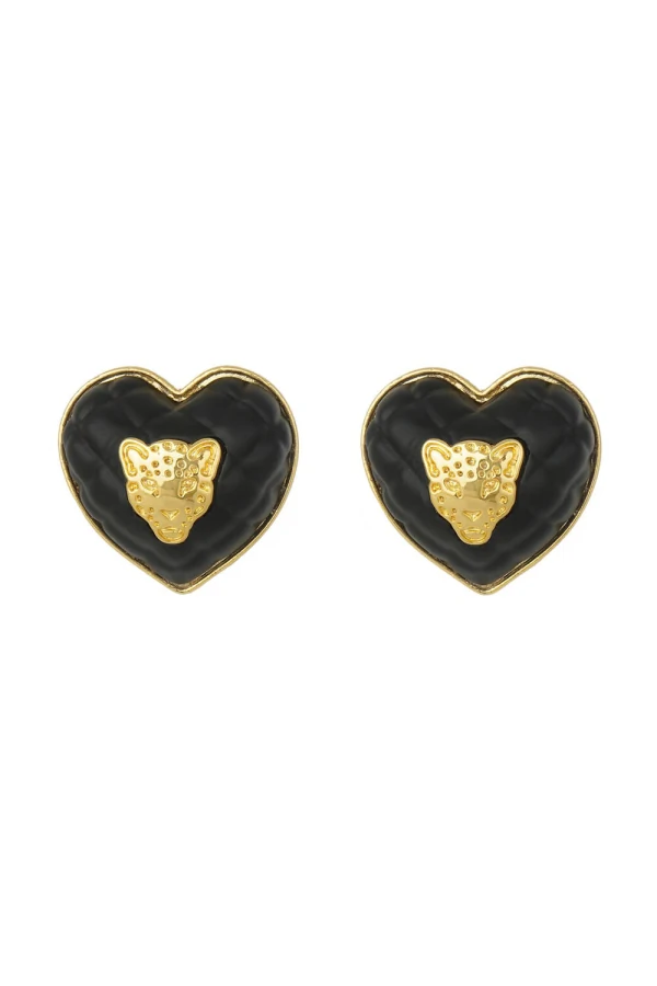 Brinco Botão Wild Heart Preto