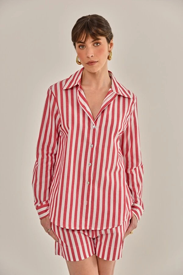 Camisa Lajos Tricoline Vermelha