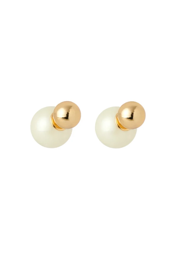 Brinco Botão Pérola/Dourado