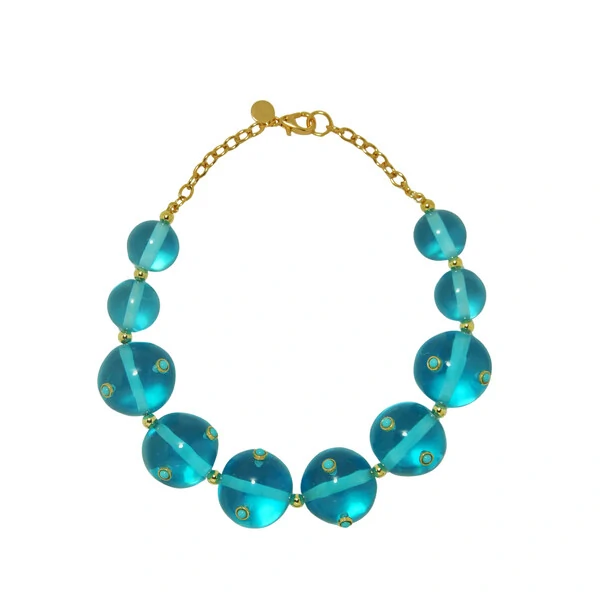 Colar Bolas Água Azul