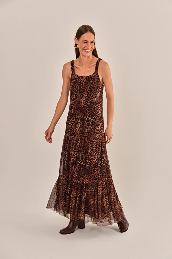 Vestido céu Tule Animal Print