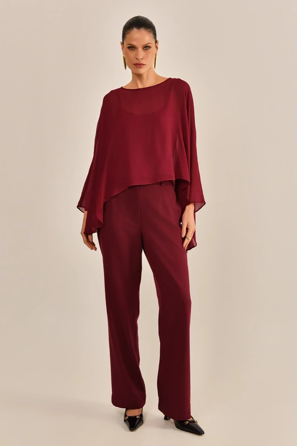 Calça Yolanda Alfaiataria Vinho