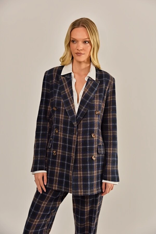 Blazer Claudia Alfaiataria Xadrez