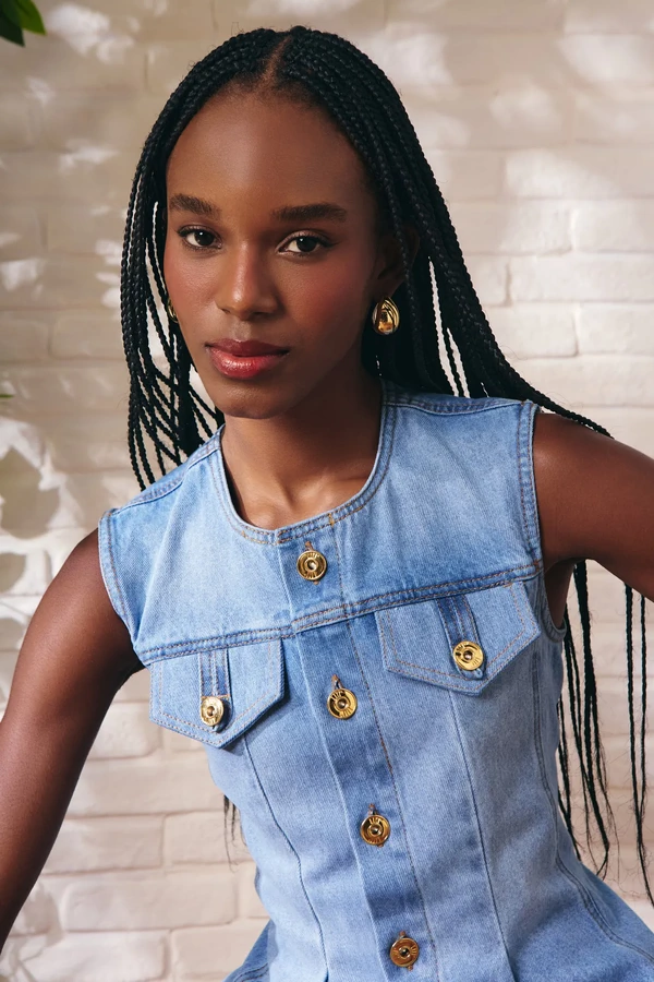 Blusa Corset Jeans Pregas