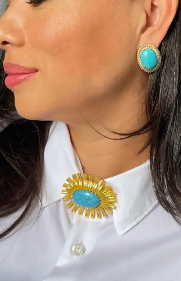 Broche Raio Turquesa Imã