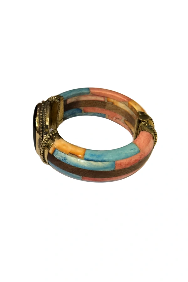 Pulseira Marchetaria Pedra Ágata Verde