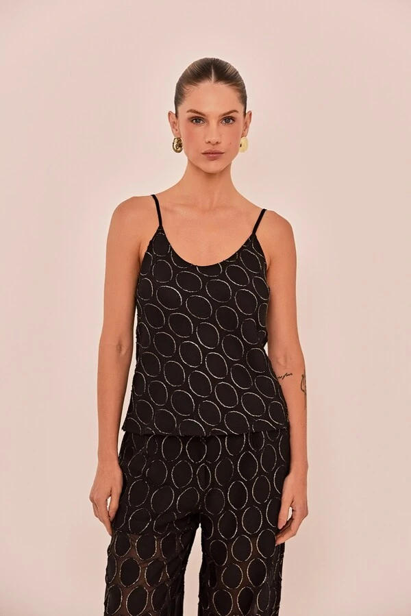 Blusa Peach em Voil Preto