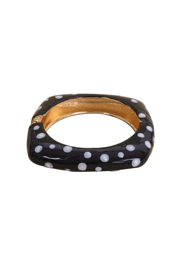 Pulseira Quadrada Poá Preto com Branco