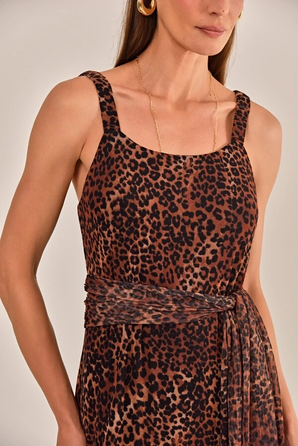 Vestido céu Tule Animal Print