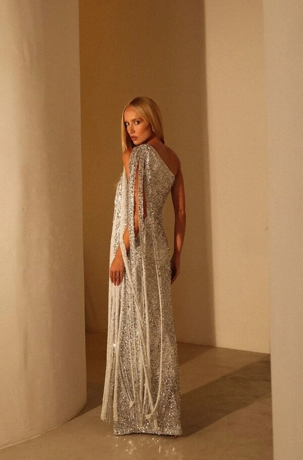 Vestido Um Ombro Só Paetês