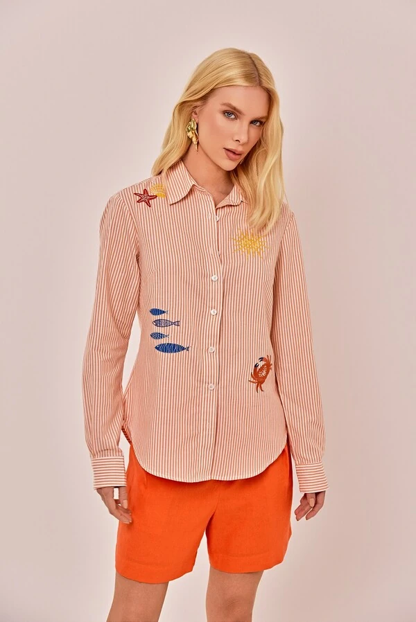 Camisa Paris Listrada com Bordado