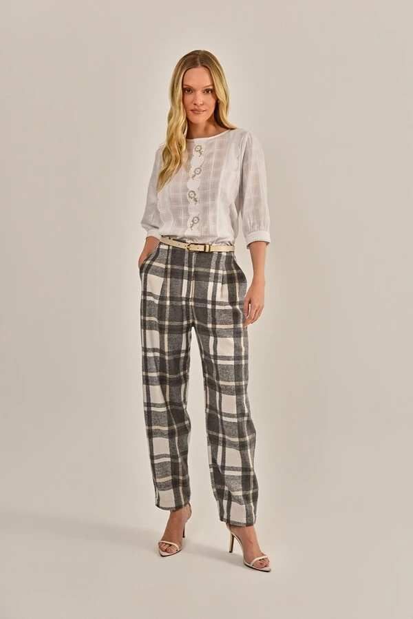 Calça Daiane Alfaiataria Xadrez