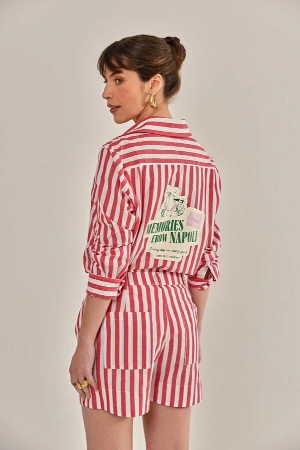 Camisa Lajos Tricoline Vermelha