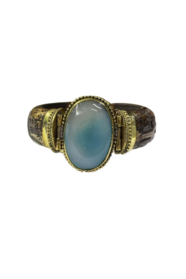 Pulseira Marroquina Pedra Ágata Azul