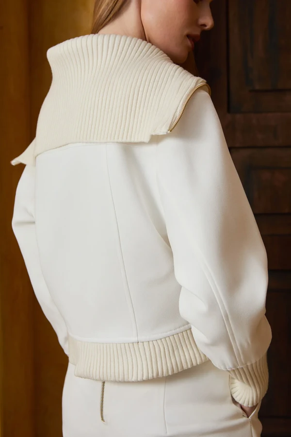 Casaco Crepe Retilínea Off White