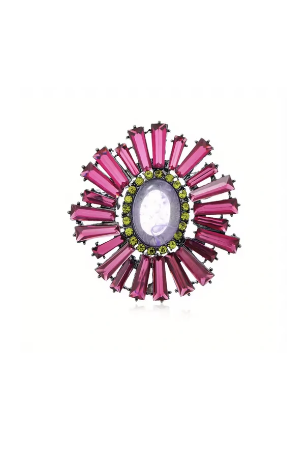 Broche Oval Raios Cristais