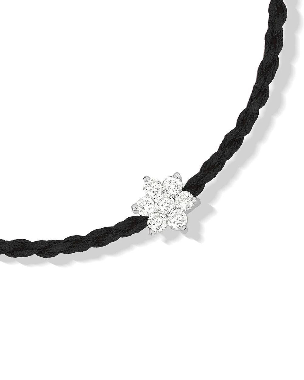 FotoPulseira Trançada Flor Diamante | Ouro Branco 18K