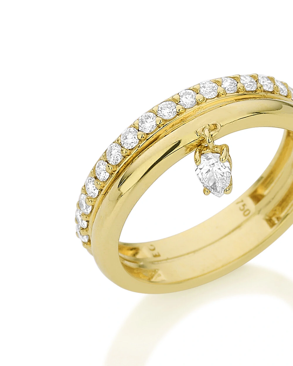 Foto Anel Voyage Liso Gota Diamante | Ouro Amarelo 18k