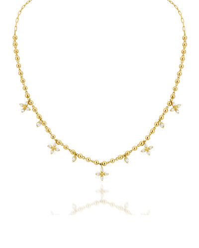 Foto Colar Gabi Cinco Flores Diamante | Ouro Amarelo 18K
