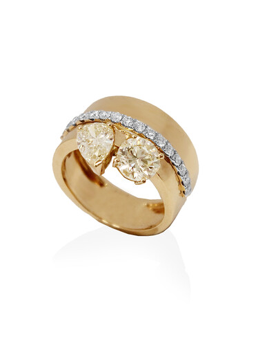 Foto Anel Largo Diamante Yellow | Ouro Amarelo 18k