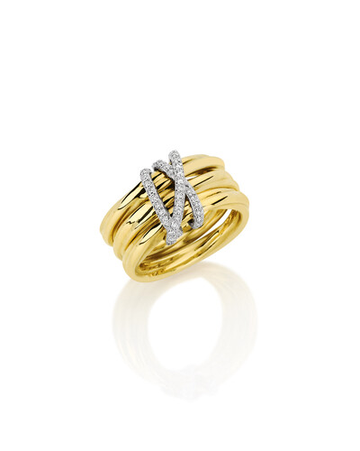 Foto Anel Três Aros Diamante | Ouro Amarelo 18K