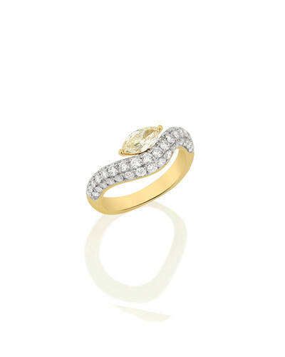 Foto Anel Curvo Diamante Pavê | Ouro Amarelo 18k