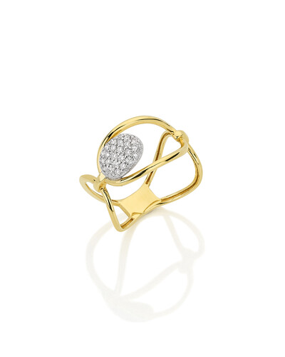 Foto Anel Vazado Diamante Pavê | Ouro Amarelo 18K