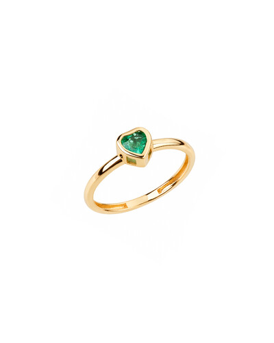 Foto Anel Coração Esmeralda | Ouro Amarelo 18k