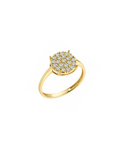 Foto Anel Redondo Pavê Diamante | Ouro Amarelo 18k