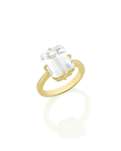 Foto Anel Topázio Branco | Ouro Amarelo 18k