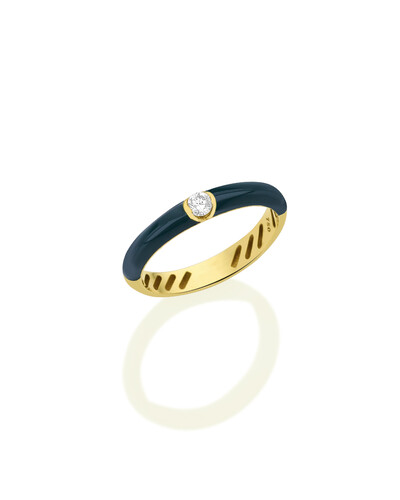 Foto Anel Resina Verde Diamante | Ouro Amarelo 18k