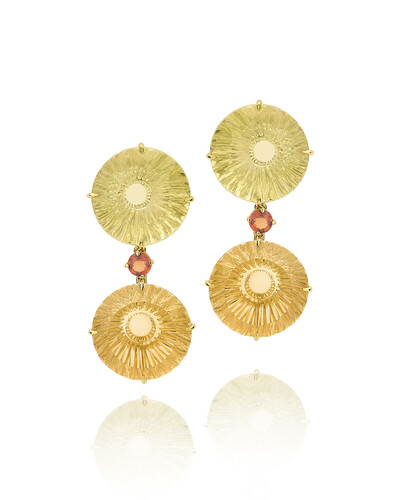 Foto Brinco Citrino, Green Gold e Safira Laranja | Ouro Amarelo 18k