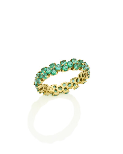 Foto Aliança Esmeralda | Ouro Amarelo 18k