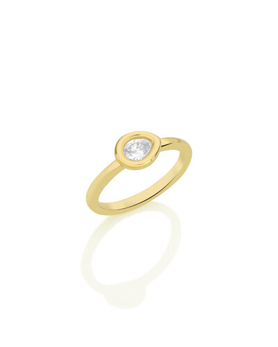 Foto Anel Gota Diamante Cravação Inglesa | Ouro Amarelo 18k