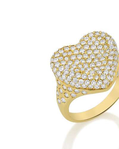 FotoAnel Coração Pavê Diamante | Ouro Amarelo 18K