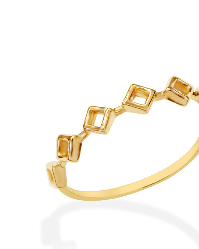 FotoMeia Aliança Quadradinhos Vazado | Ouro Amarelo 18K